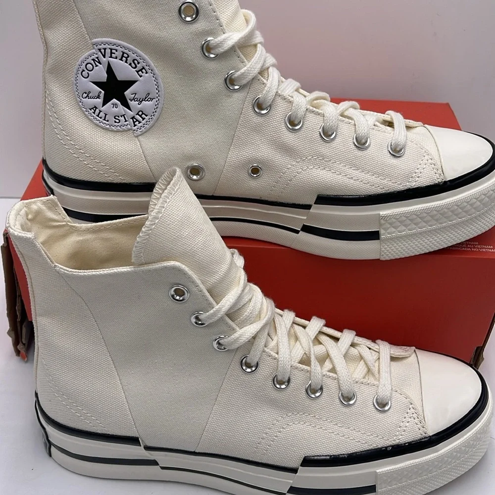 Converse WMNS CHUCK 70 PLUS HI EGRET/BLACK/EGRET A00915C Platforms Sneakers